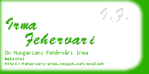 irma fehervari business card